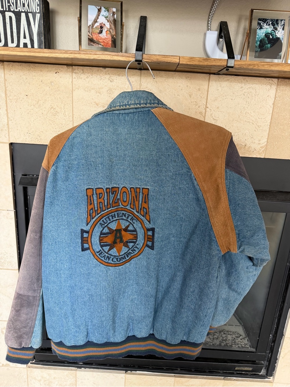 Men's Denim and Suede Patchwork Jacket - Blue & Brown - Picture 3 of 7